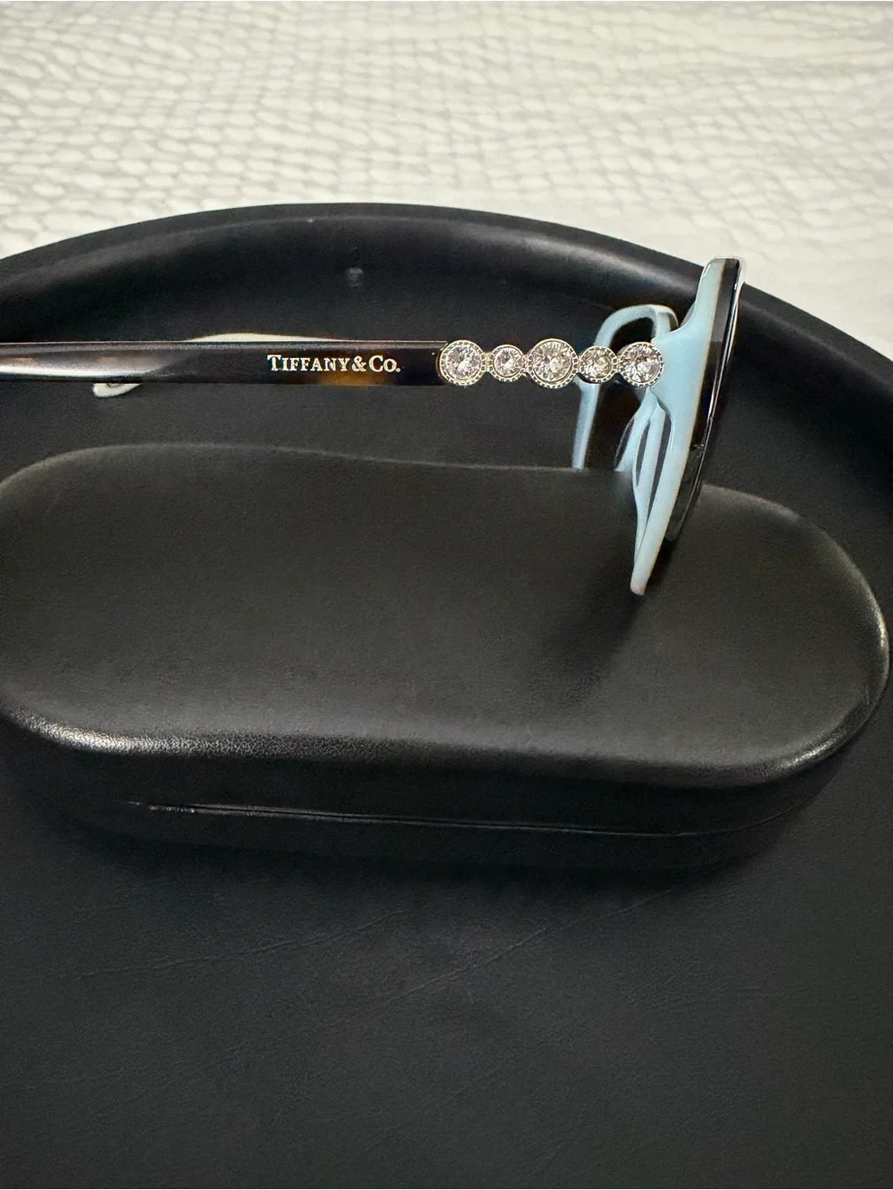 Tiffany & Co. Woman’s Brown and Tiffany Blue Crystal Accent Sunglasses